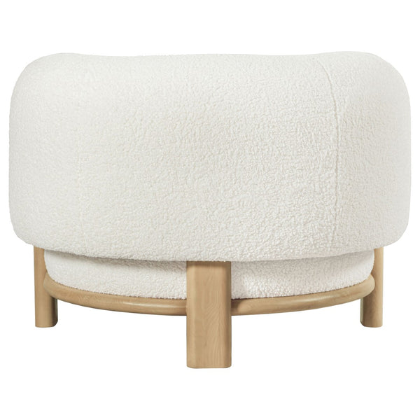 English Elm Kensing Boucle Barrel Back Accent Chair with Oak Legs for Living Room Lounge Ivory / Natural B062P518418