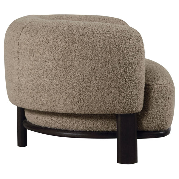 English Elm Kensing Boucle Barrel Back Accent Chair with Oak Legs for Living Room Lounge Brown / Black B062P518419
