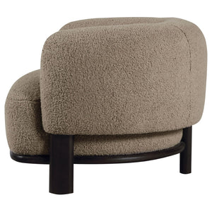 English Elm Kensing Boucle Barrel Back Accent Chair with Oak Legs for Living Room Lounge Brown / Black B062P518419
