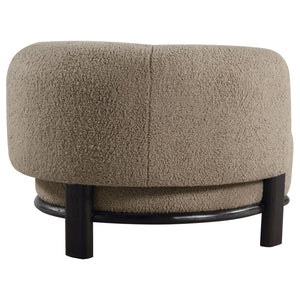 English Elm Kensing Boucle Barrel Back Accent Chair with Oak Legs for Living Room Lounge Brown / Black B062P518419