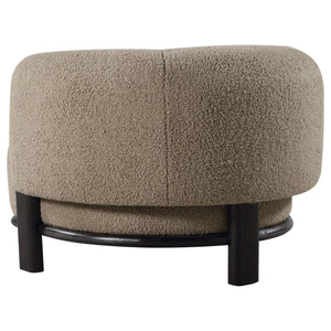 English Elm Kensing Boucle Barrel Back Accent Chair with Oak Legs for Living Room Lounge Brown / Black B062P518419