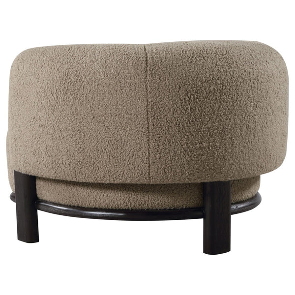 English Elm Kensing Boucle Barrel Back Accent Chair with Oak Legs for Living Room Lounge Brown / Black B062P518419