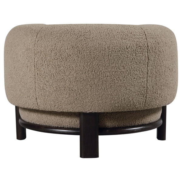 English Elm Kensing Boucle Barrel Back Accent Chair with Oak Legs for Living Room Lounge Brown / Black B062P518419
