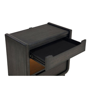 English Elm Bangor Burnished Black Nightstand with Led Lighting Dual Usb Ports and Felt Drawer B062P518434