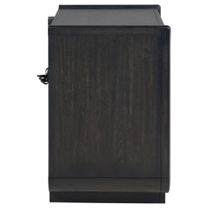 English Elm Bangor Burnished Black Nightstand with Led Lighting Dual Usb Ports and Felt Drawer B062P518434