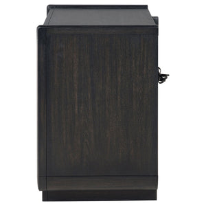 English Elm Bangor Burnished Black Nightstand with Led Lighting Dual Usb Ports and Felt Drawer B062P518434