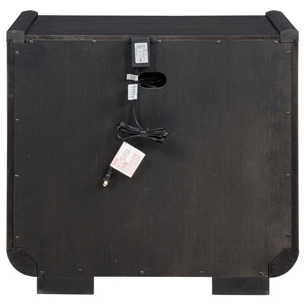 English Elm Bangor Burnished Black Nightstand with Led Lighting Dual Usb Ports and Felt Drawer B062P518434
