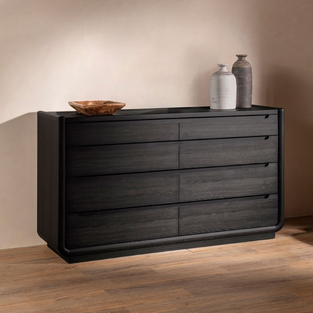 English Elm Bangor Eight Drawer Dresser Burnished Finish Soft Close Glides Felt Lined Storage B062P518435