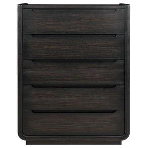 English Elm Bangor Five Drawer Chest in Burnished Ash Veneer with Soft Close Glides for Modern Bedrooms B062P518438
