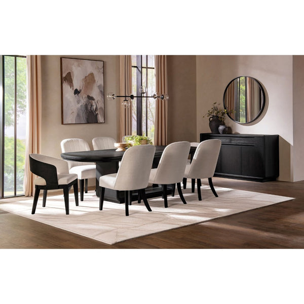 English Elm Bangor High-back Channel Tufted Dining Chairs with Flared Legs Set of Two B062P518467