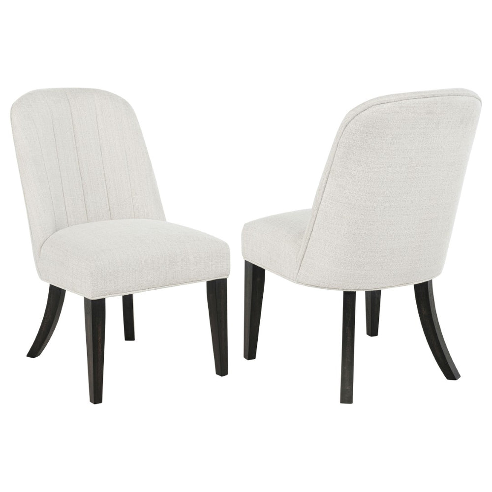 English Elm Bangor High-back Channel Tufted Dining Chairs with Flared Legs Set of Two B062P518467