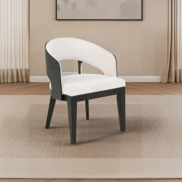 English Elm Bangor Barrel Back Upholstered Arm Chair Set Cream Fabric with Black Frame B062P518468