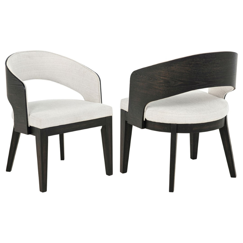 English Elm Bangor Barrel Back Upholstered Arm Chair Set Cream Fabric with Black Frame B062P518468
