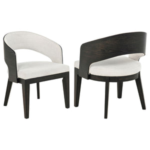 English Elm Bangor Barrel Back Upholstered Arm Chair Set Cream Fabric with Black Frame B062P518468