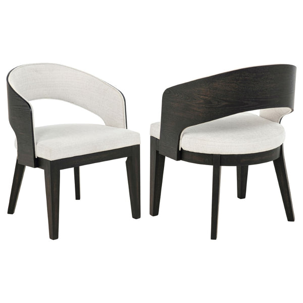 English Elm Bangor Barrel Back Upholstered Arm Chair Set Cream Fabric with Black Frame B062P518468