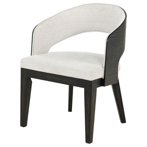 English Elm Bangor Barrel Back Upholstered Arm Chair Set Cream Fabric with Black Frame B062P518468
