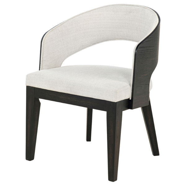 English Elm Bangor Barrel Back Upholstered Arm Chair Set Cream Fabric with Black Frame B062P518468