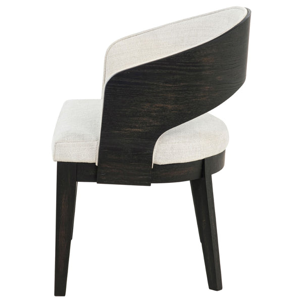 English Elm Bangor Barrel Back Upholstered Arm Chair Set Cream Fabric with Black Frame B062P518468