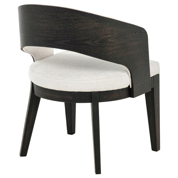 English Elm Bangor Barrel Back Upholstered Arm Chair Set Cream Fabric with Black Frame B062P518468