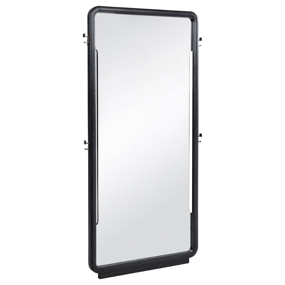 English Elm Bangor Sculptural Rubberwood Floor Mirror with Burnished Frame and Side Hooks B062P518493