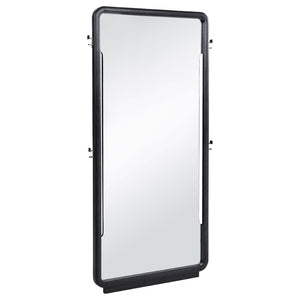 English Elm Bangor Sculptural Rubberwood Floor Mirror with Burnished Frame and Side Hooks B062P518493