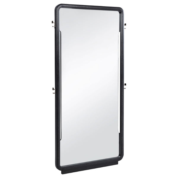 English Elm Bangor Sculptural Rubberwood Floor Mirror with Burnished Frame and Side Hooks B062P518493