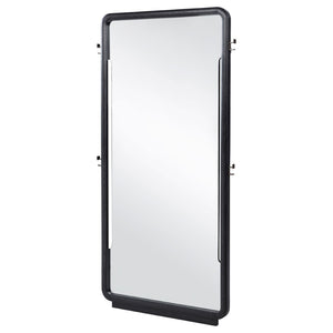 English Elm Bangor Sculptural Rubberwood Floor Mirror with Burnished Frame and Side Hooks B062P518493
