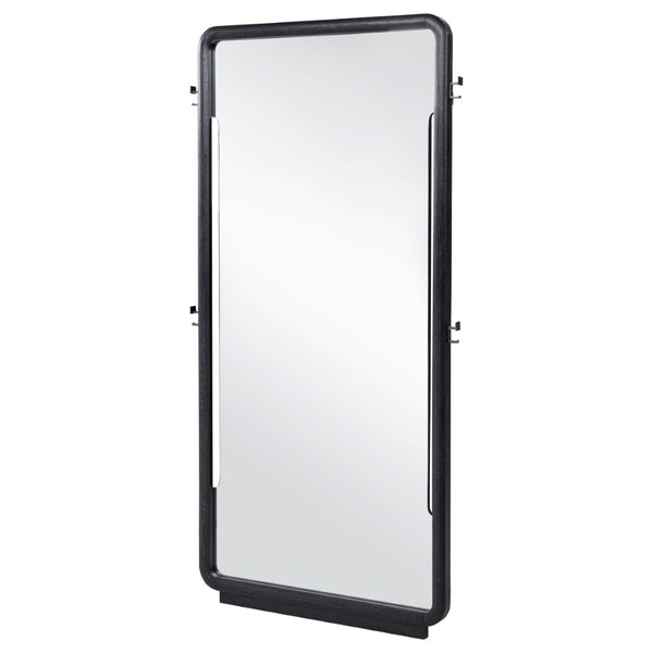 English Elm Bangor Sculptural Rubberwood Floor Mirror with Burnished Frame and Side Hooks B062P518493