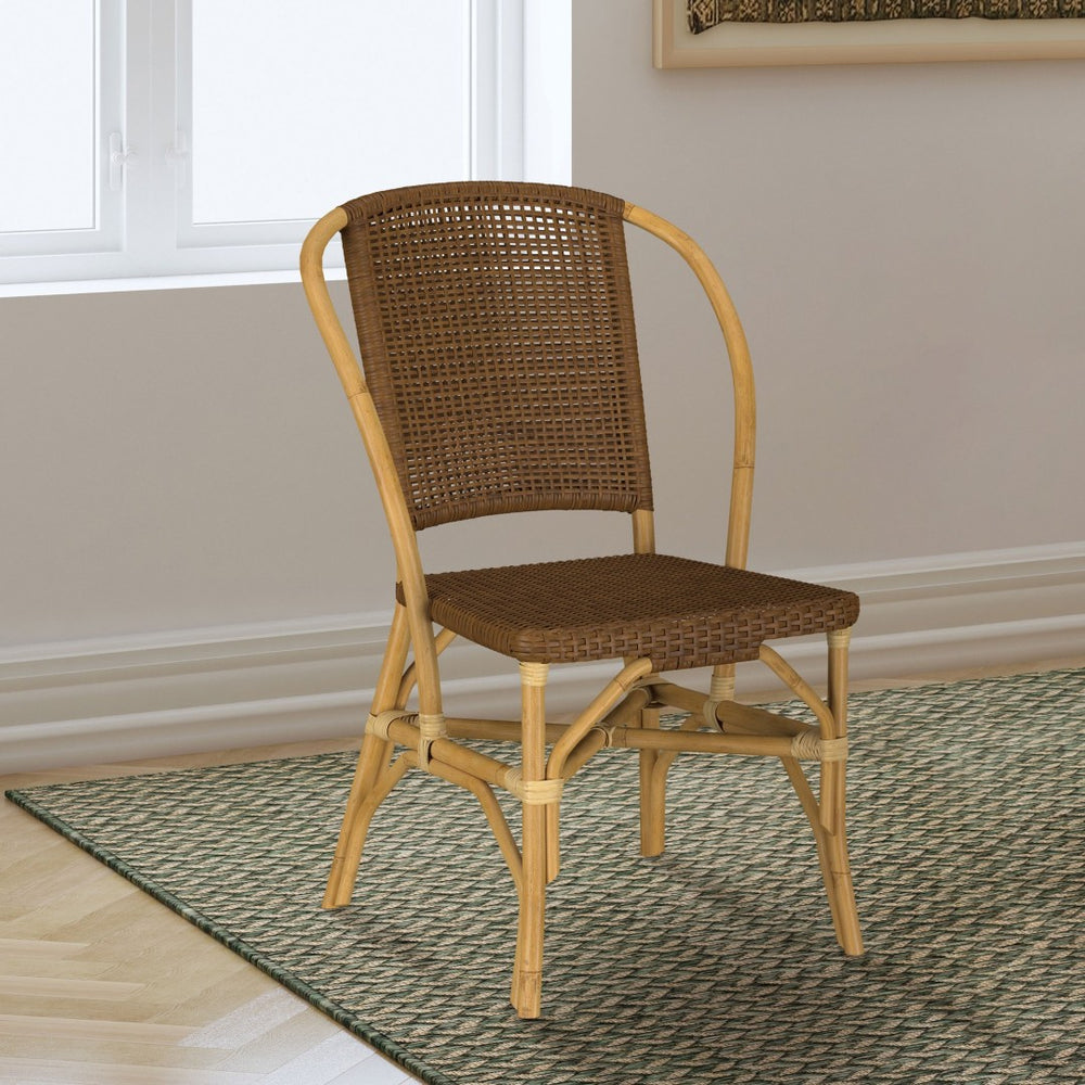 English Elm Chaucer Handwoven Rattan Dining Chairs Artisan Open Weave Set of Two for Coastal Rooms B062P518494
