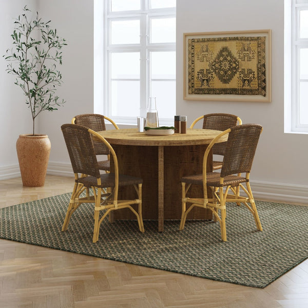 English Elm Chaucer Handwoven Rattan Dining Chairs Artisan Open Weave Set of Two for Coastal Rooms B062P518494
