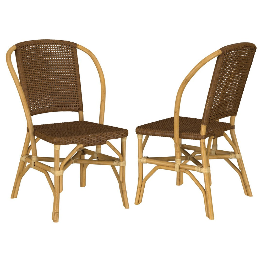 English Elm Chaucer Handwoven Rattan Dining Chairs Artisan Open Weave Set of Two for Coastal Rooms B062P518494