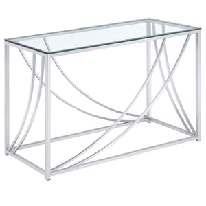 English Elm Kempton Tempered Glass Console Table Polished Chrome Frame Modern Entryway Accent B062P518495