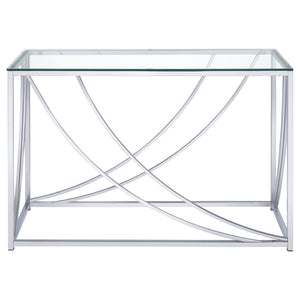 English Elm Kempton Tempered Glass Console Table Polished Chrome Frame Modern Entryway Accent B062P518495