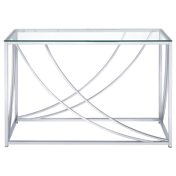 English Elm Kempton Tempered Glass Console Table Polished Chrome Frame Modern Entryway Accent B062P518495