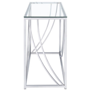 English Elm Kempton Tempered Glass Console Table Polished Chrome Frame Modern Entryway Accent B062P518495