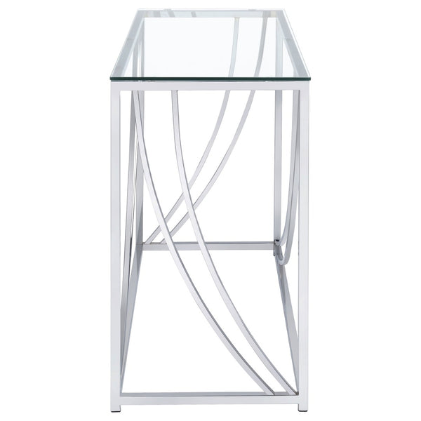 English Elm Kempton Tempered Glass Console Table Polished Chrome Frame Modern Entryway Accent B062P518495
