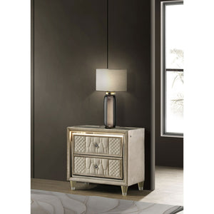 English Elm Mika Velvet Upholstered Nightstand with LED Glow Quilted Drawers and USB Charging B062P518513