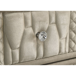 English Elm Mika Velvet Upholstered Nightstand with LED Glow Quilted Drawers and USB Charging B062P518513