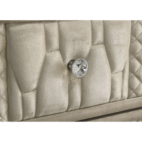 English Elm Mika Velvet Upholstered Nightstand with LED Glow Quilted Drawers and USB Charging B062P518513