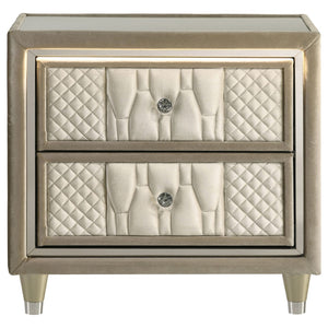 English Elm Mika Velvet Upholstered Nightstand with LED Glow Quilted Drawers and USB Charging B062P518513