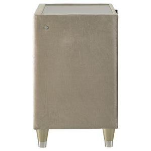 English Elm Mika Velvet Upholstered Nightstand with LED Glow Quilted Drawers and USB Charging B062P518513
