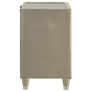 English Elm Mika Velvet Upholstered Nightstand with LED Glow Quilted Drawers and USB Charging B062P518513