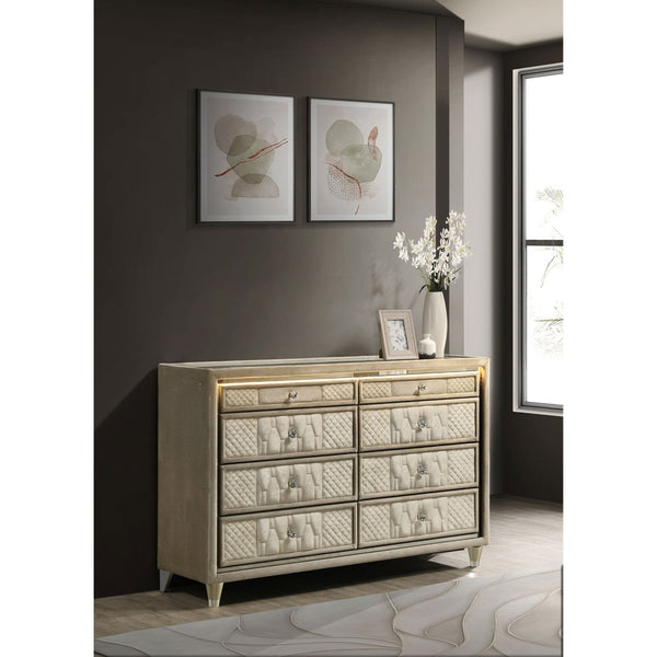 English Elm Mika Quilted Velvet 8 Drawer Dresser with LED Lighting and Glam Crystal Hardware B062P518514