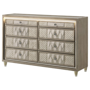 English Elm Mika Quilted Velvet 8 Drawer Dresser with LED Lighting and Glam Crystal Hardware B062P518514