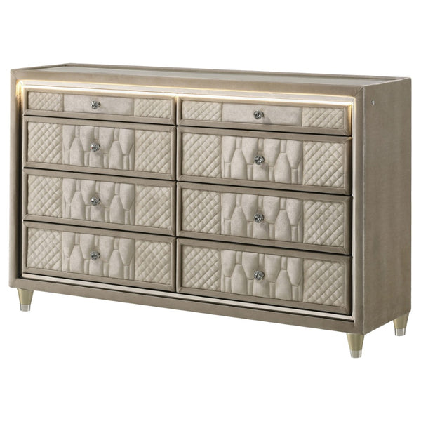 English Elm Mika Quilted Velvet 8 Drawer Dresser with LED Lighting and Glam Crystal Hardware B062P518514