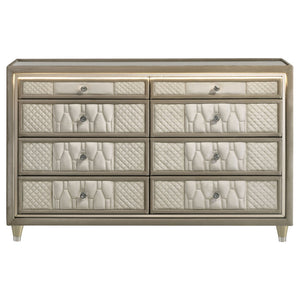 English Elm Mika Quilted Velvet 8 Drawer Dresser with LED Lighting and Glam Crystal Hardware B062P518514