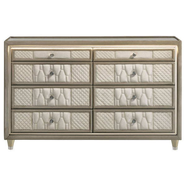 English Elm Mika Quilted Velvet 8 Drawer Dresser with LED Lighting and Glam Crystal Hardware B062P518514