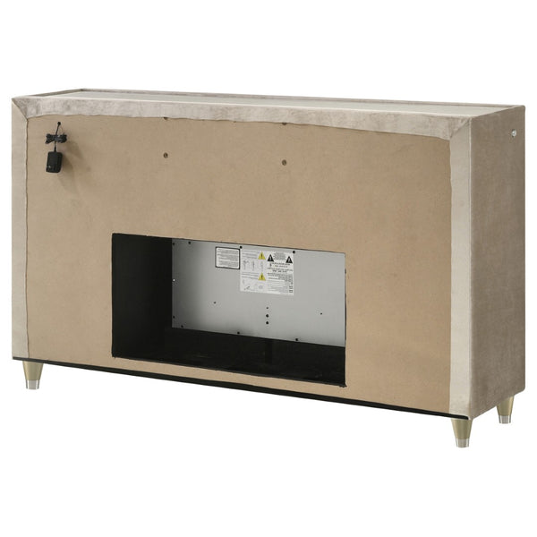 English Elm Mika Eight Drawer Velvet Dresser with Built in Fireplace and LED Ambient Glow B062P518517