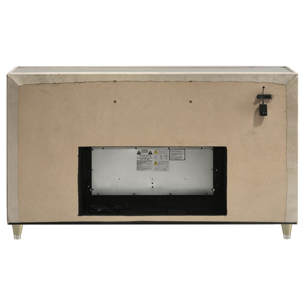 English Elm Mika Eight Drawer Velvet Dresser with Built in Fireplace and LED Ambient Glow B062P518517