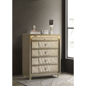 English Elm Mika Velvet Five Drawer Chest with Quilted Fronts LED Lighting and Acrylic Glam Accents B062P518520